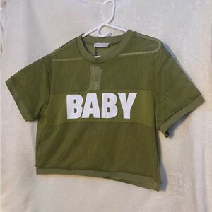 Sporto Green and White Short Sleeve Tee with Bold Print